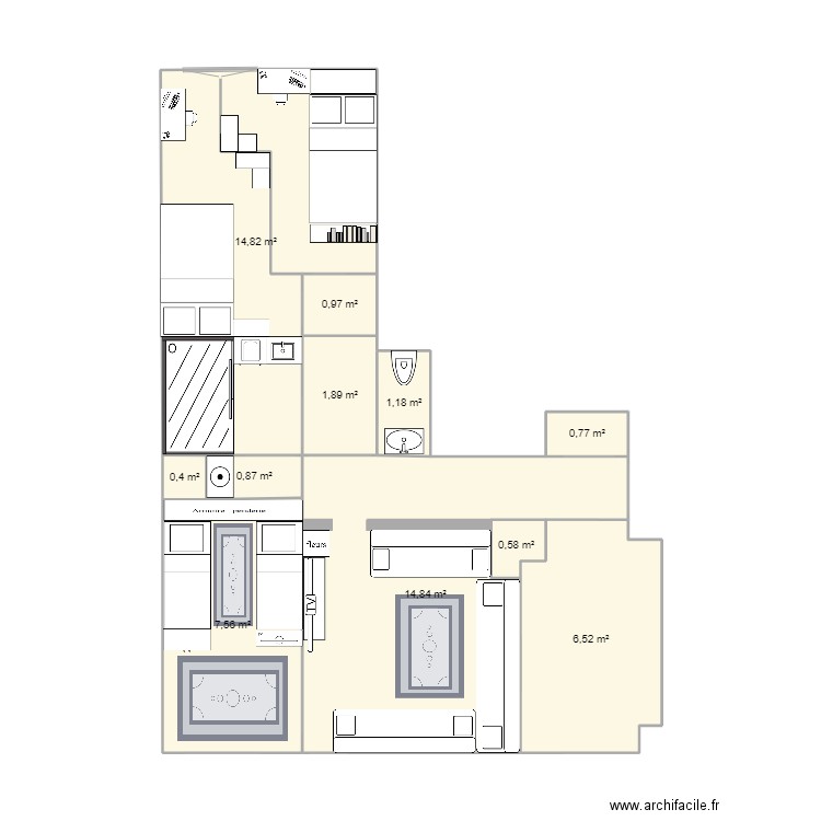 Croquis Maison #2. Plan de 11 pièces et 50 m2