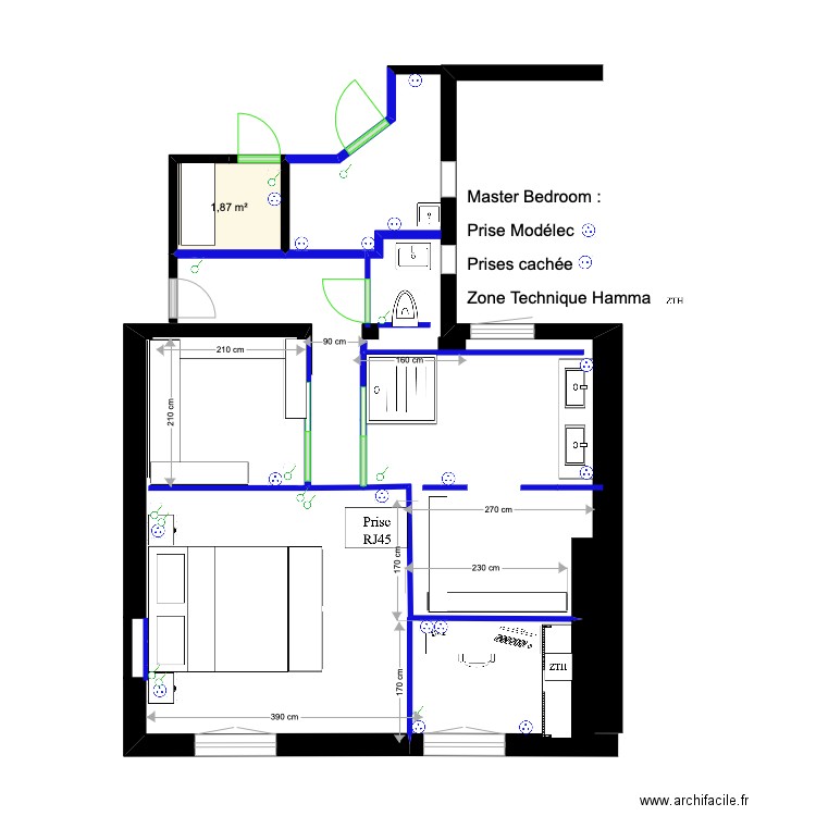 Master BedRoom (prises elec). Plan de 0 pièce et 0 m2
