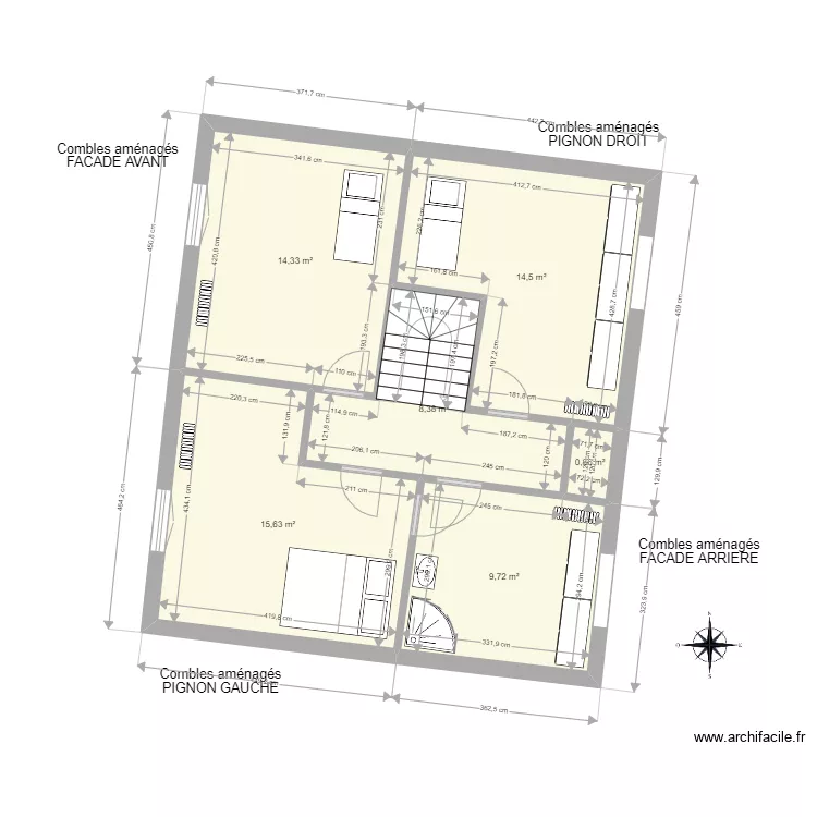 plan Combles am&eacute;nag&eacute;s Touati. Plan de 