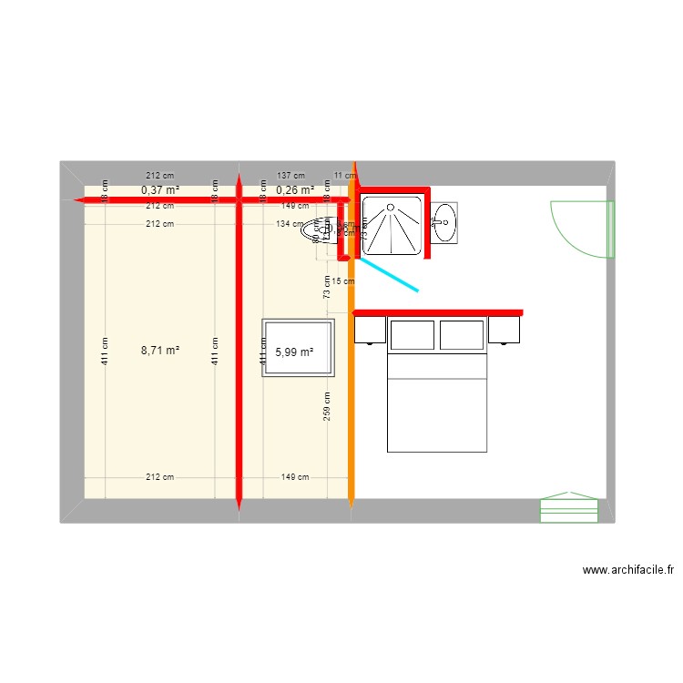 POIRET rev 5. Plan de 5 pièces et 15 m2