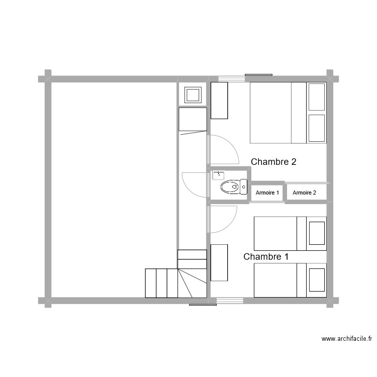 Chalet 3 Mélèzes étage 1. Plan de 7 pièces et 39 m2
