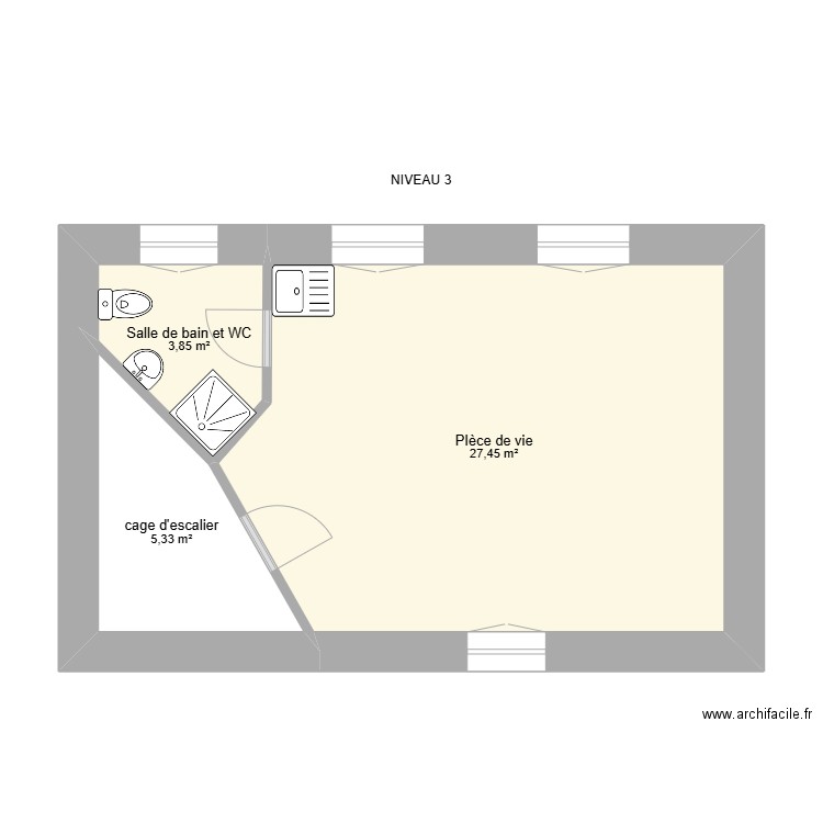 BEAUVOIR. Plan de 10 pièces et 106 m2