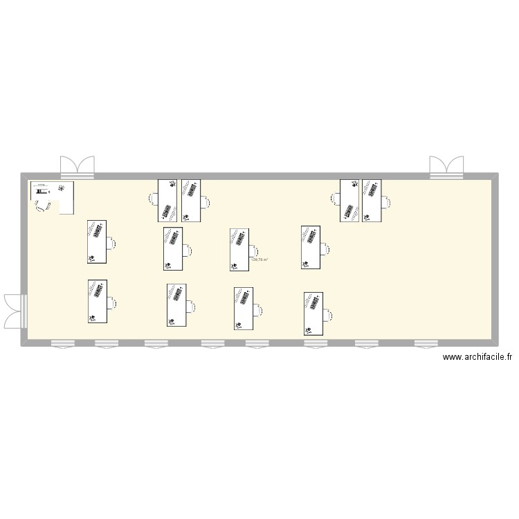 plan de clase. Plan de 1 pièce et 130 m2