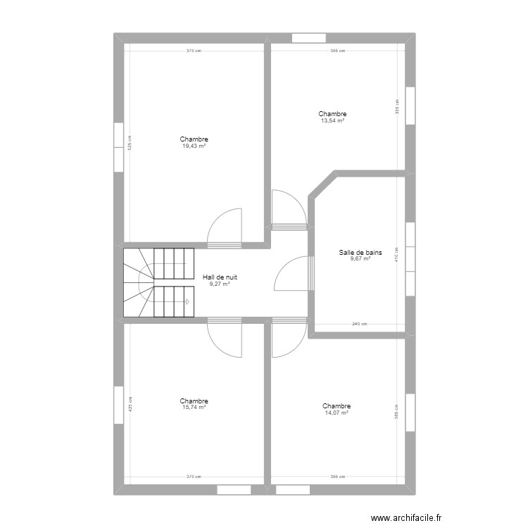 Sauvenière +1. Plan de 6 pièces et 82 m2