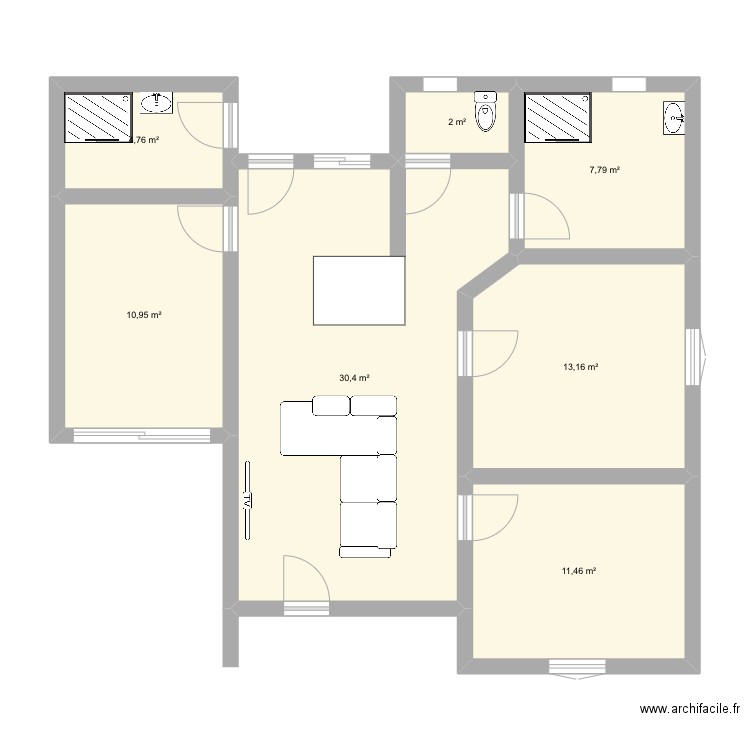 Mont de marsan. Plan de 7 pièces et 81 m2