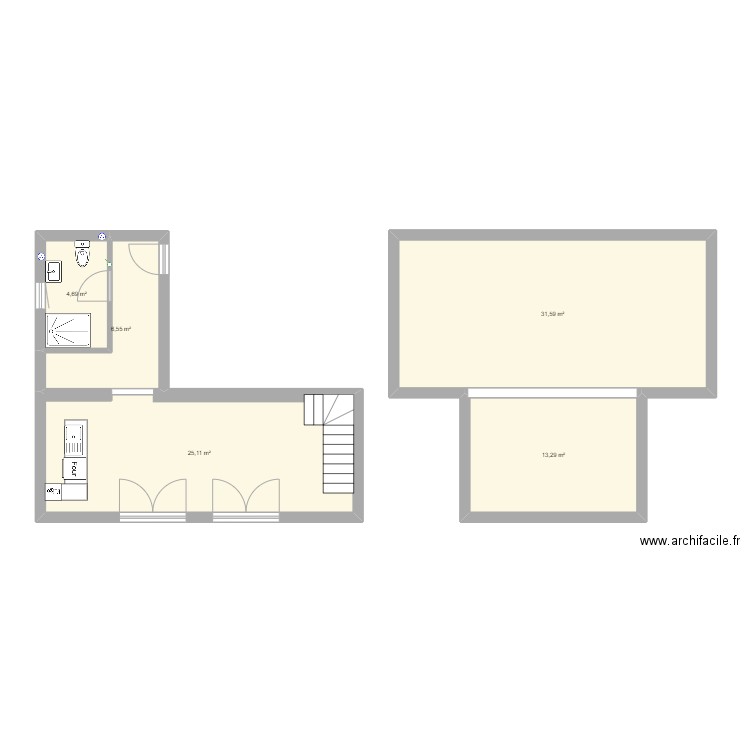 brebotte. Plan de 5 pièces et 81 m2