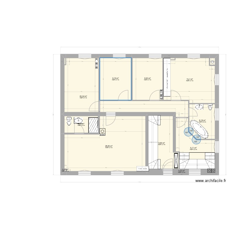 av plan 2, rez sup. Plan de 11 pièces et 111 m2