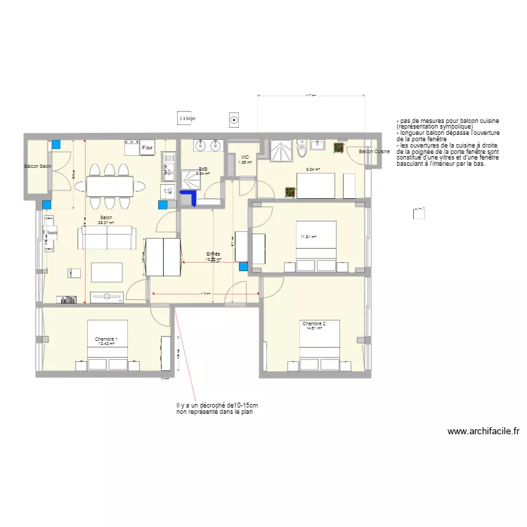 Place Baille mobilier et sauna SRA 3. Plan de 