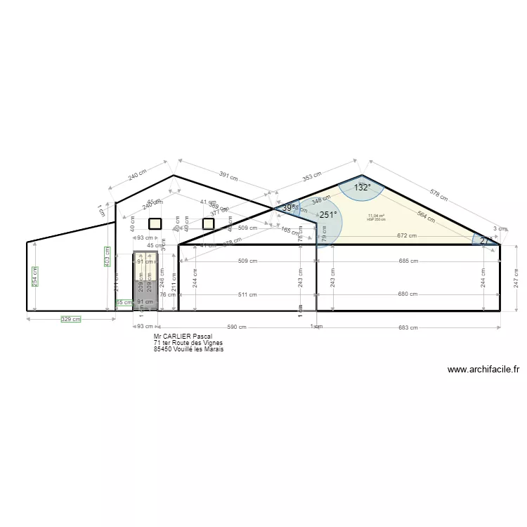 Fa&ccedil;ade SUD Pr&eacute;vue . Plan de 