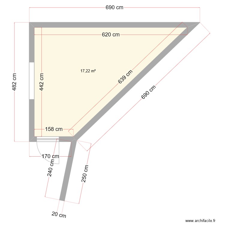 Cabane. Plan de 1 pièce et 17 m2