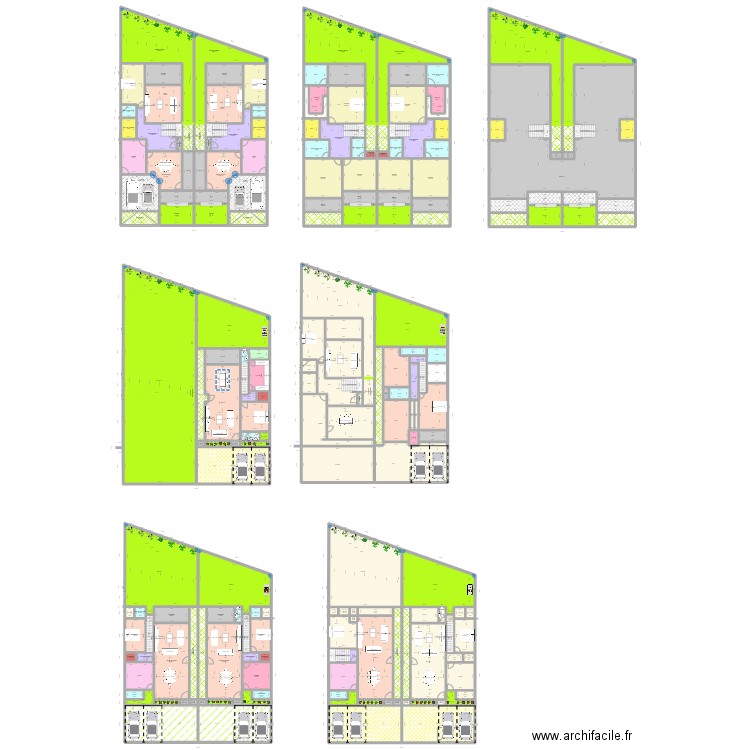 Duplex Jumeles Plan New version VF2. Plan de 320 pièces et 5535 m2