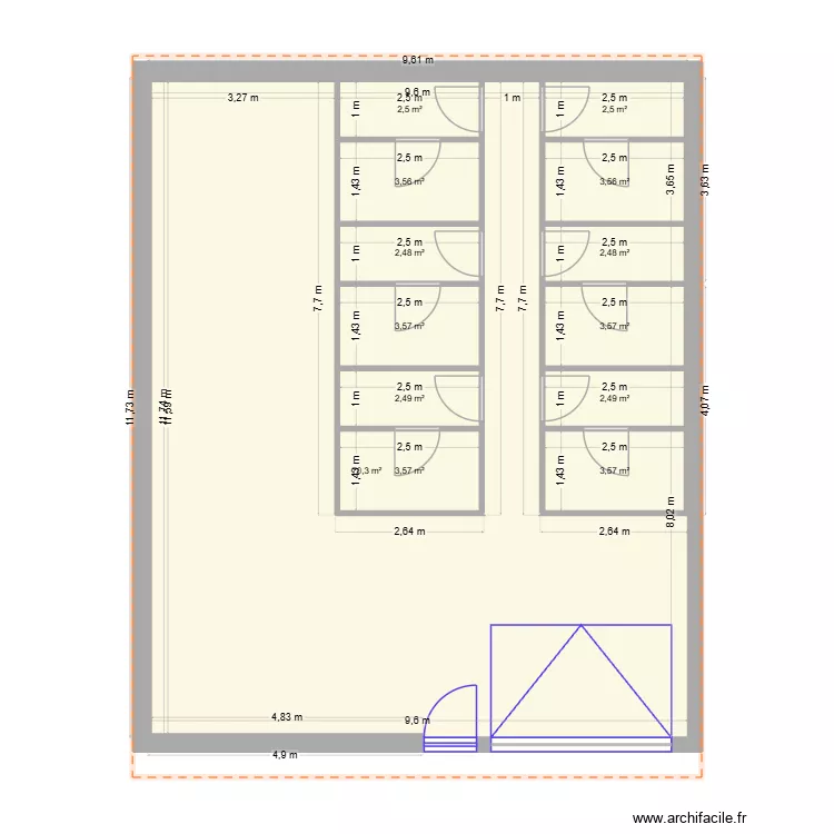 projet tp peintures. Plan de 13  et 107 m²
