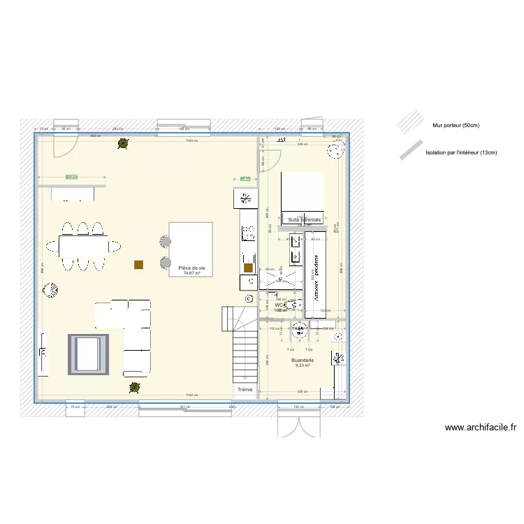 Grange avec meubles. Plan de Grange avec meubles. Plan de