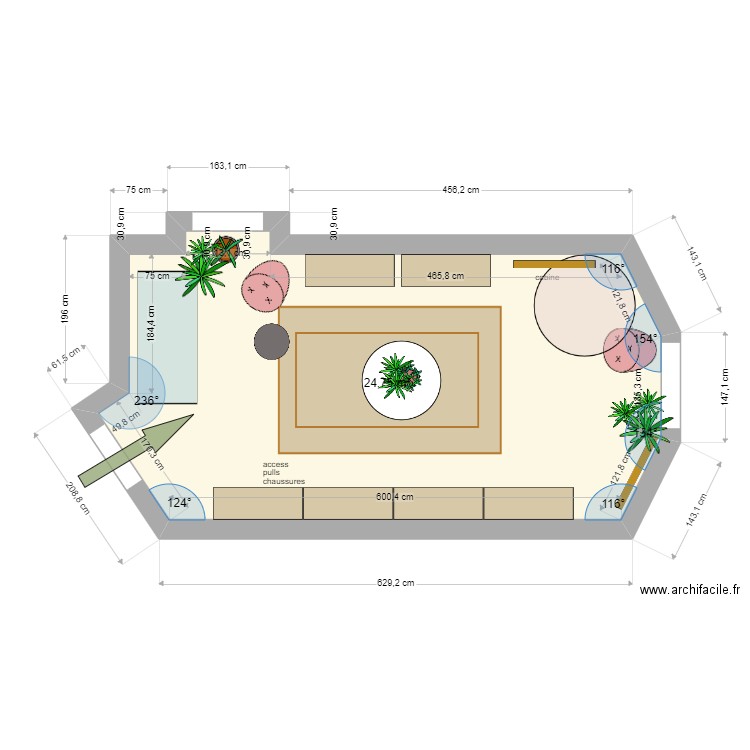 A&P SJDL 1er étage. Plan de 1 pièce et 25 m2