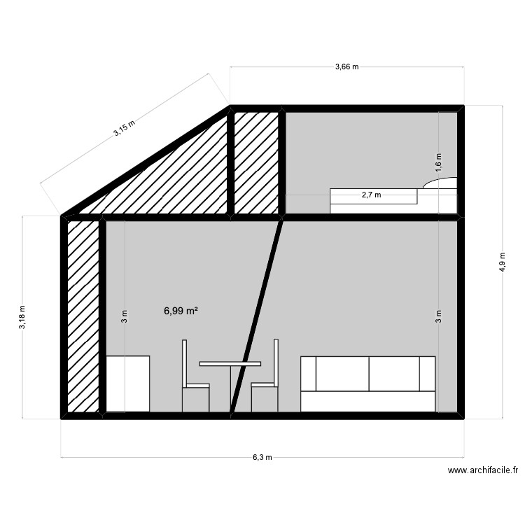 coupe verticale A-A'. Plan de 0 pièce et 0 m2