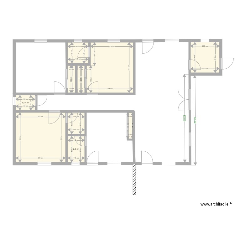 Plan maison KB. Plan de 10 pièces et 38 m2
