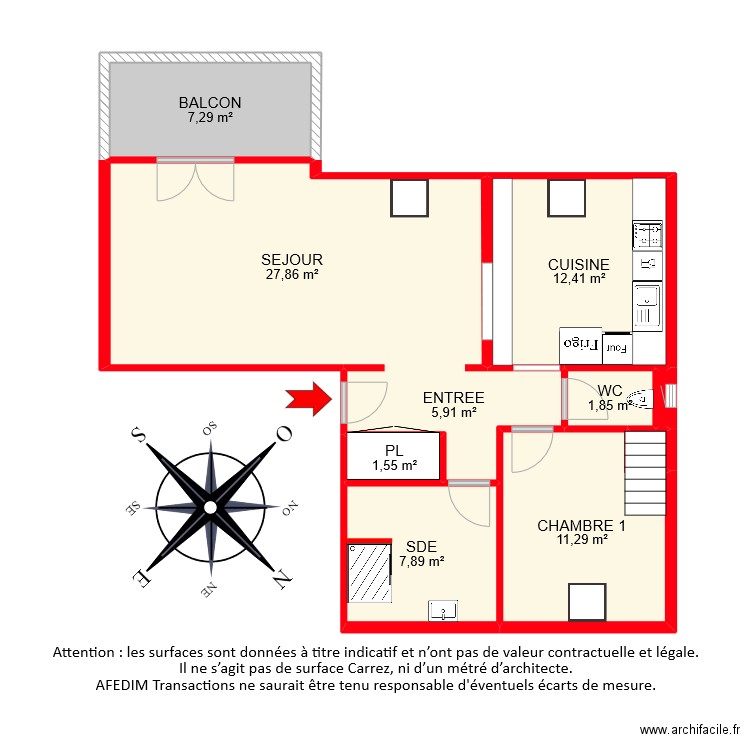 BI8167. Plan de 10 pièces et 77 m2