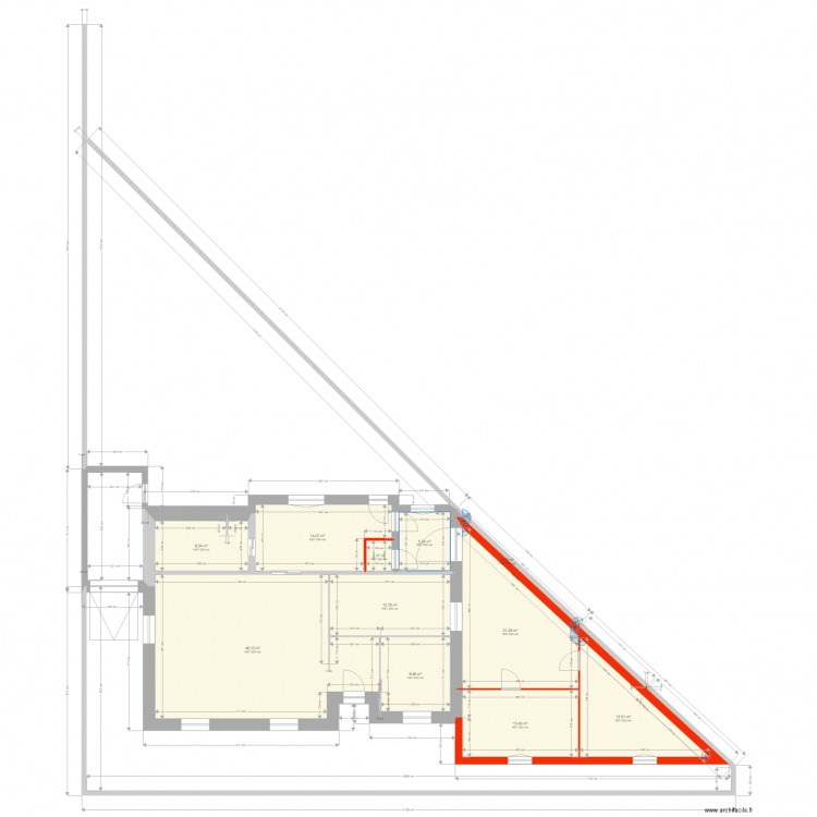 Extension 50m2 V2. Plan de 0 pièce et 0 m2