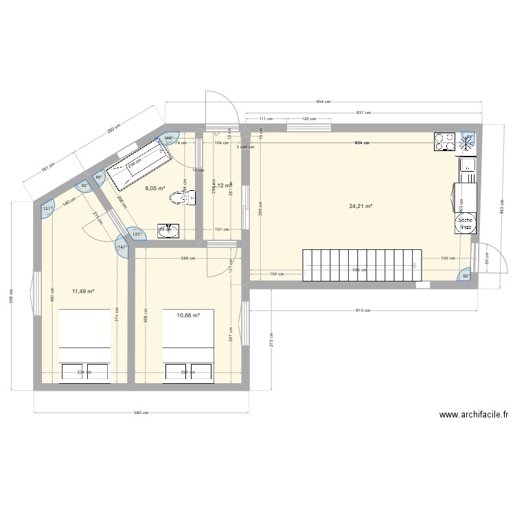 STUDIOZAC4. Plan de 6 pièces et 81 m2