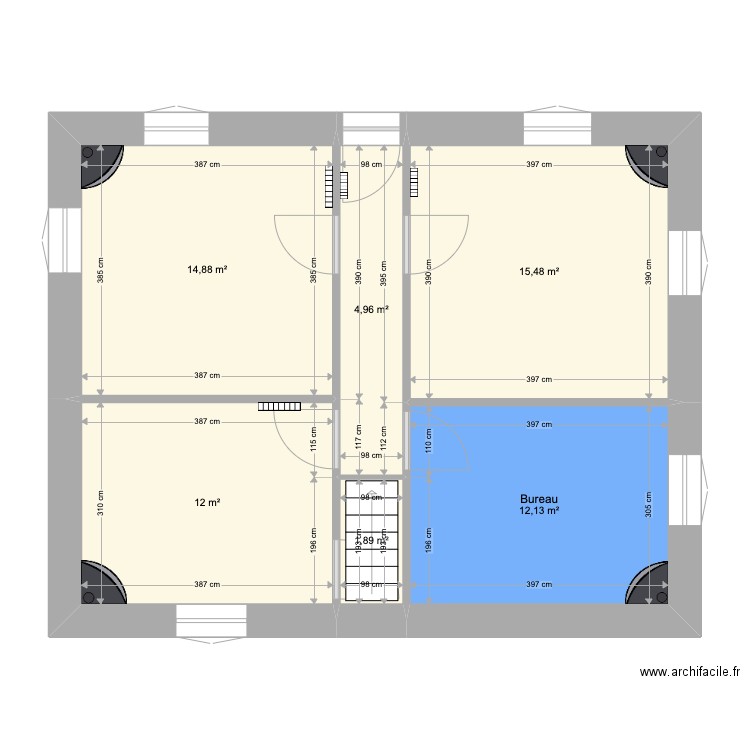 Plan RDC SC -  base RDC. Plan de 6 pièces et 61 m2