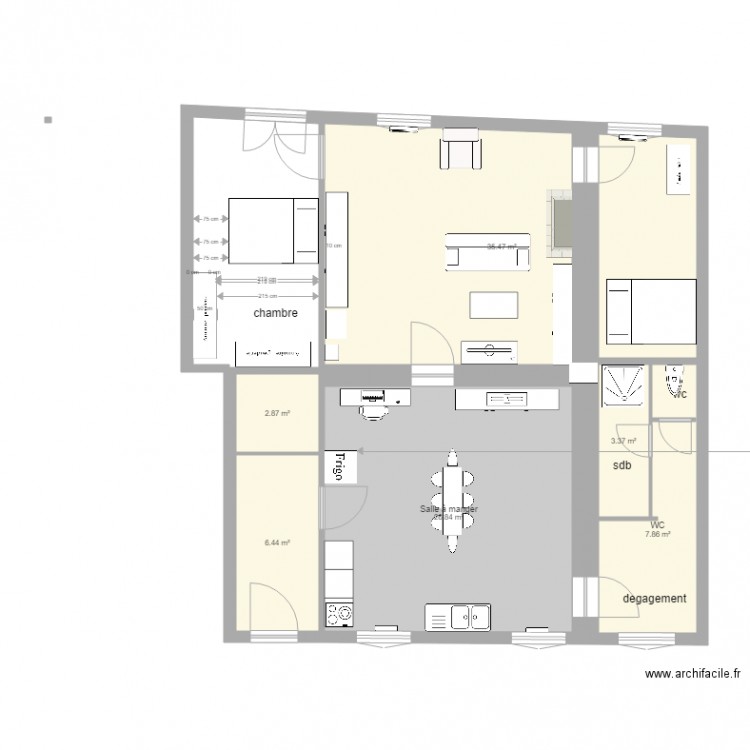   logement adrien. Plan de 6 pièces et 83 m2