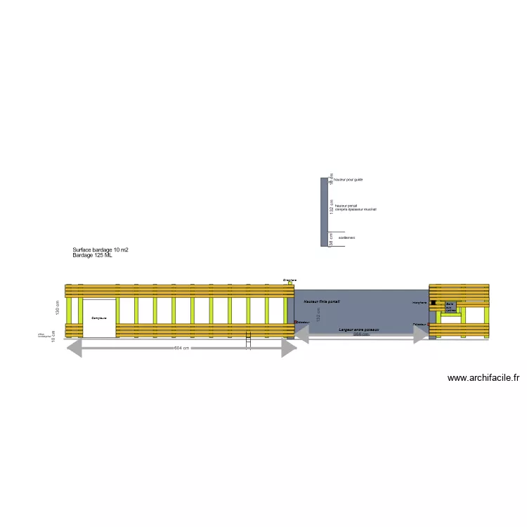 Muret vue face 2. Plan de 