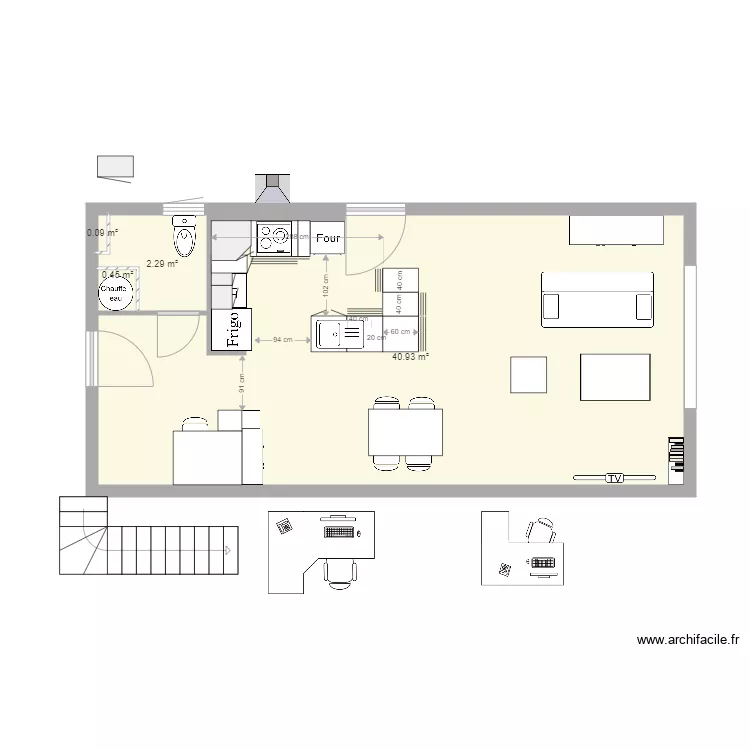 Seb Cuisine L frigo 71L. Plan de 
