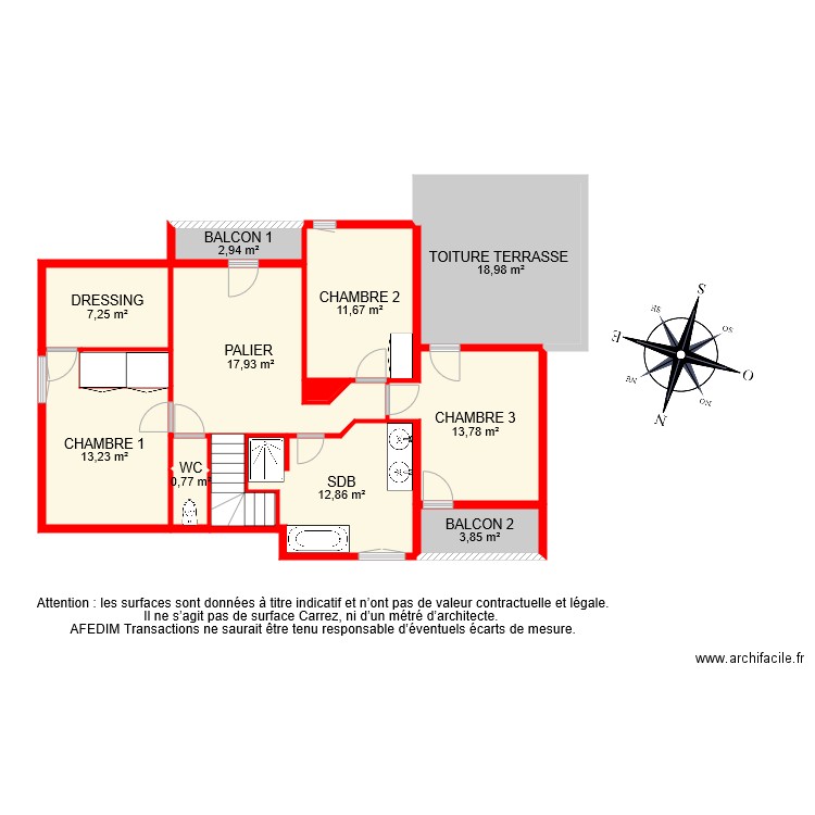 BI 7703 ETAGE. Plan de 14 pièces et 110 m2