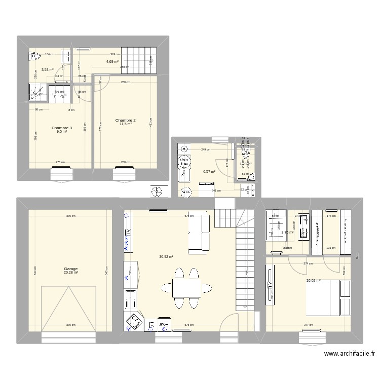 solene. Plan de 11 pièces et 108 m2