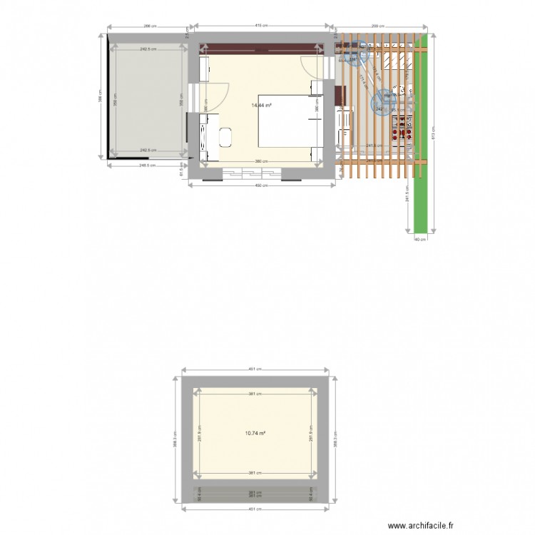 toit plat. Plan de 0 pièce et 0 m2