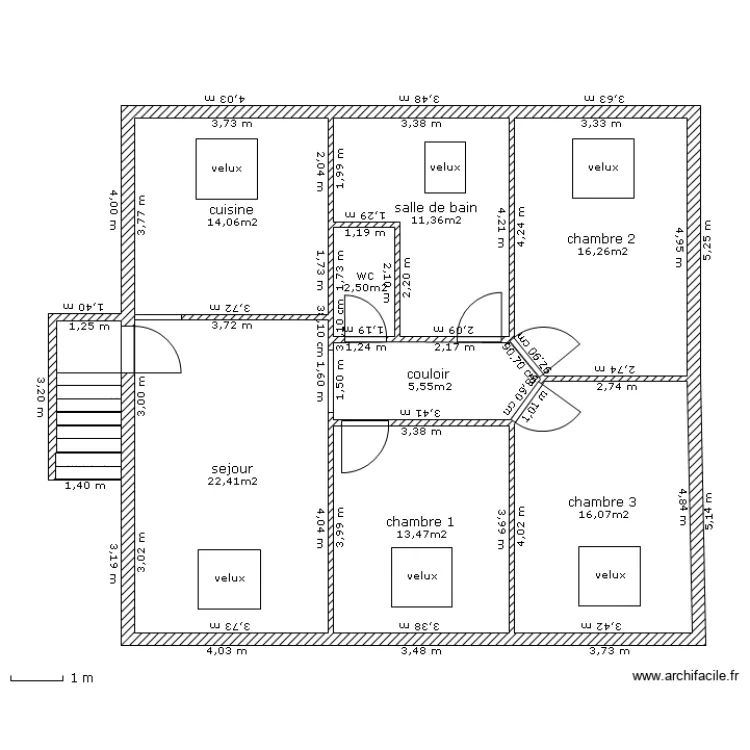 appartement sous comble. Plan de 