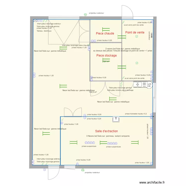 miellerie electricit&eacute;. Plan de 