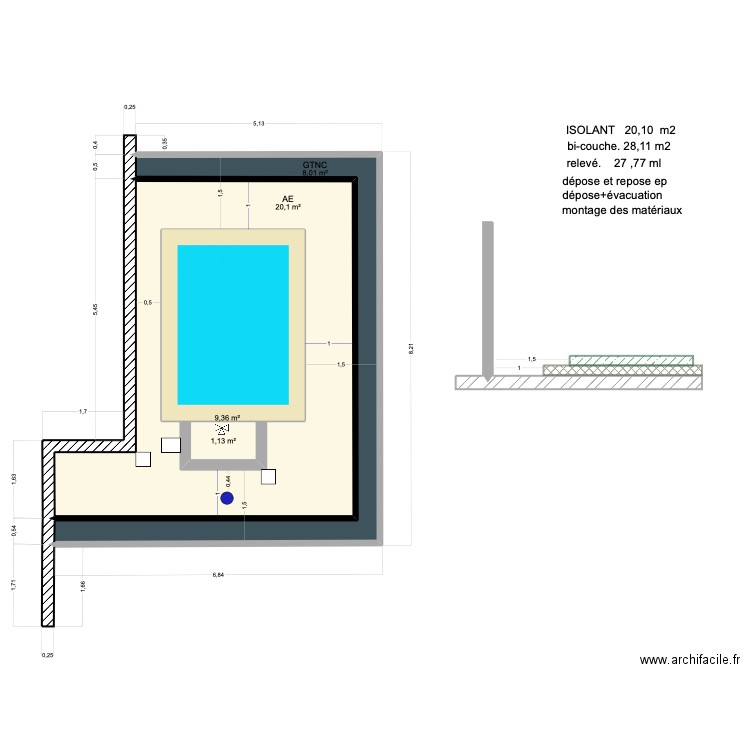 kala modification piscine. Plan de 0 pièce et 0 m2