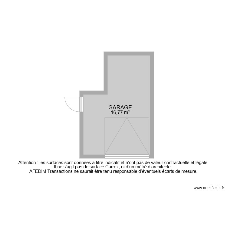 BI 7795 GARAGE . Plan de 1 pièce et 17 m2