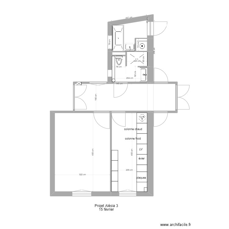 projet 3 alésia 15 février. Plan de 5 pièces et 40 m2