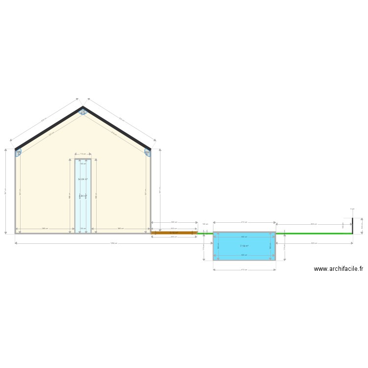 plan coupe piscine. Plan de 0 pièce et 0 m2