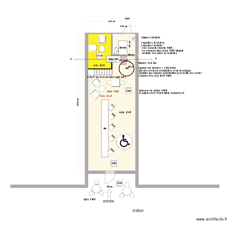 Les Koloc's coupe aa. Plan de 3 pièces et 56 m2