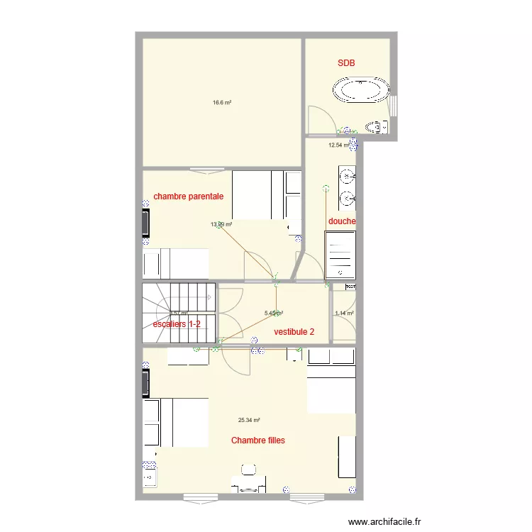 2&egrave;me &eacute;tage. Plan de 