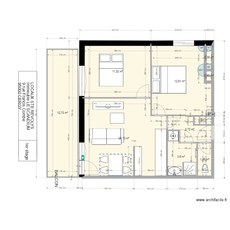 Le SCANDIUM 1er étage Lot 47. Plan de 11 pièces et 66 m2