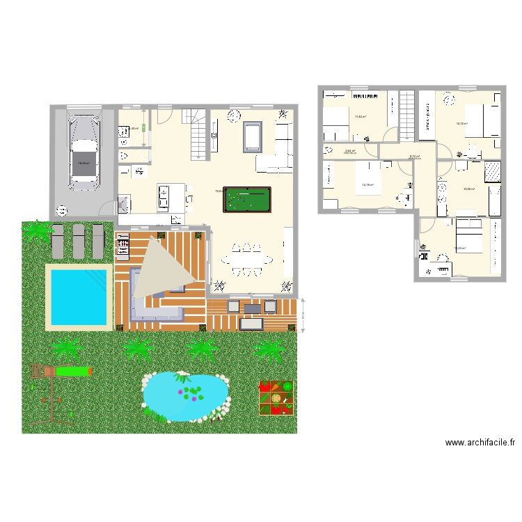 Maison en L. Plan de 0 pièce et 0 m2