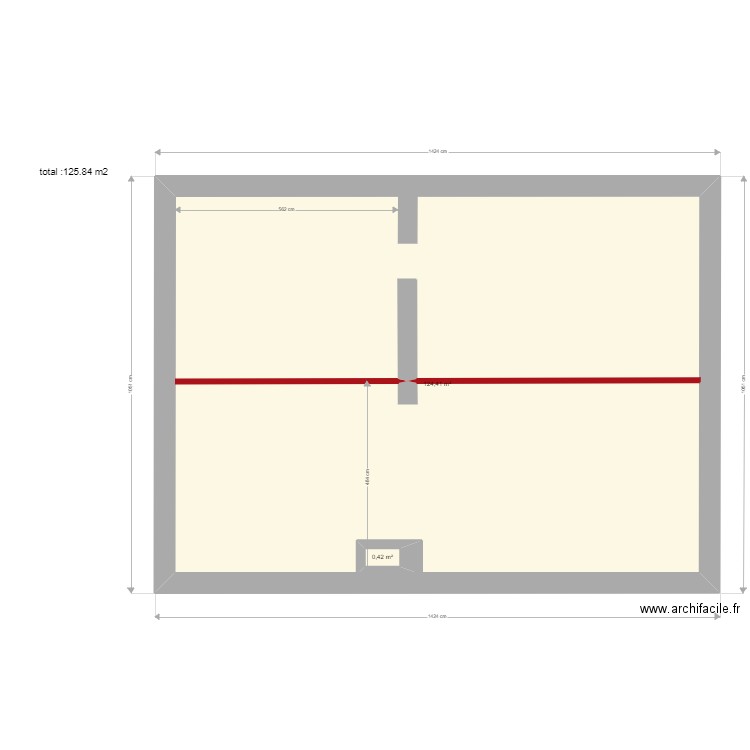 plan dalle 1er étage. Plan de 2 pièces et 126 m2