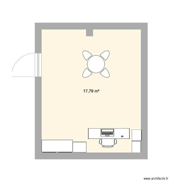 bureau. Plan de 1 pièce et 18 m2