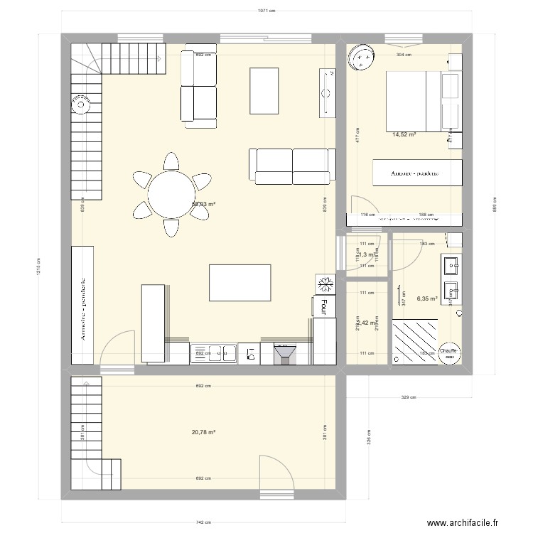 Maison Bas Bleury. Plan de 6 pièces et 103 m2