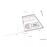 Plan de coupe vue de dessus cotation GARAGE EN BORDURE VOITURE