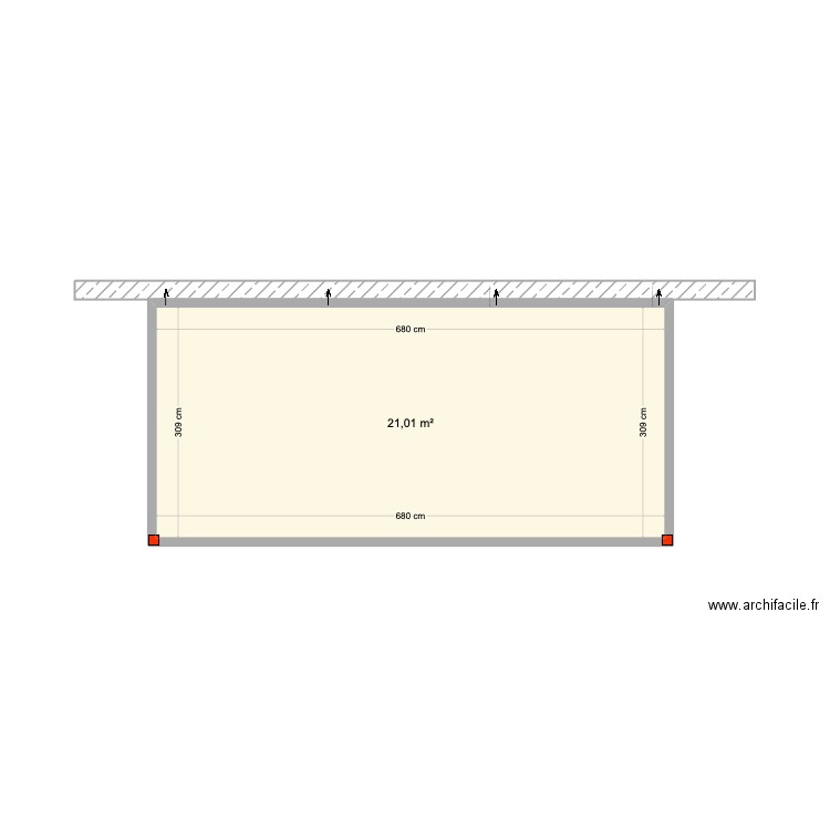 Ken Cascais. Plan de 1 pièce et 21 m2