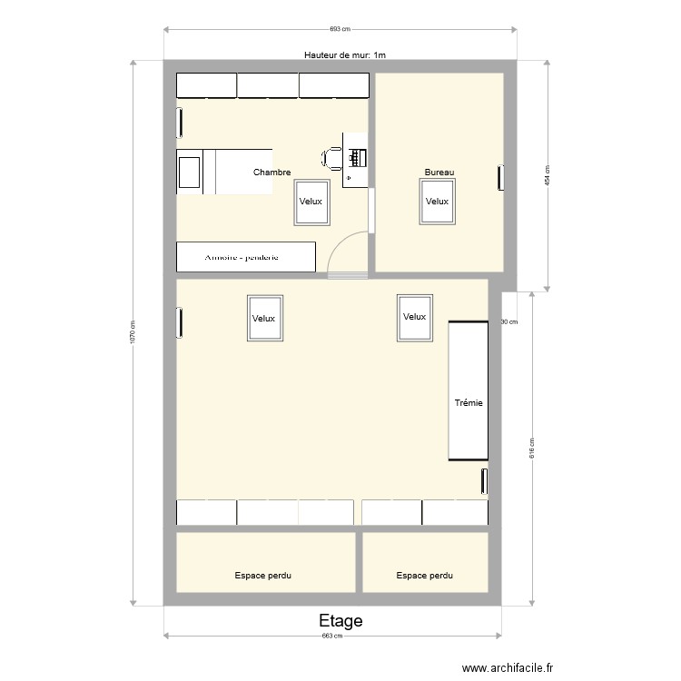 Etage futur. Plan de 0 pièce et 0 m2