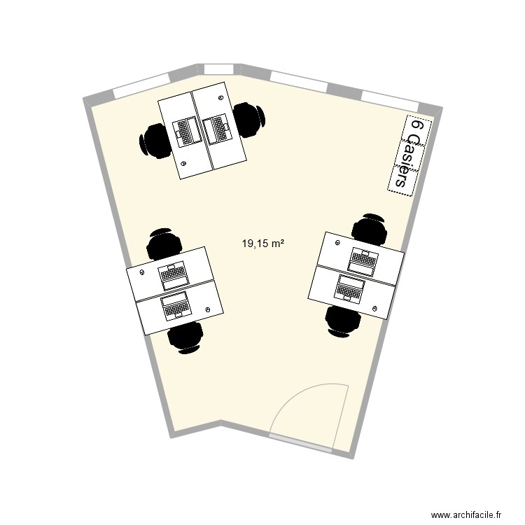 Bureau 514 avec bureaux en 120 V2. Plan de 1 pièce et 19 m2