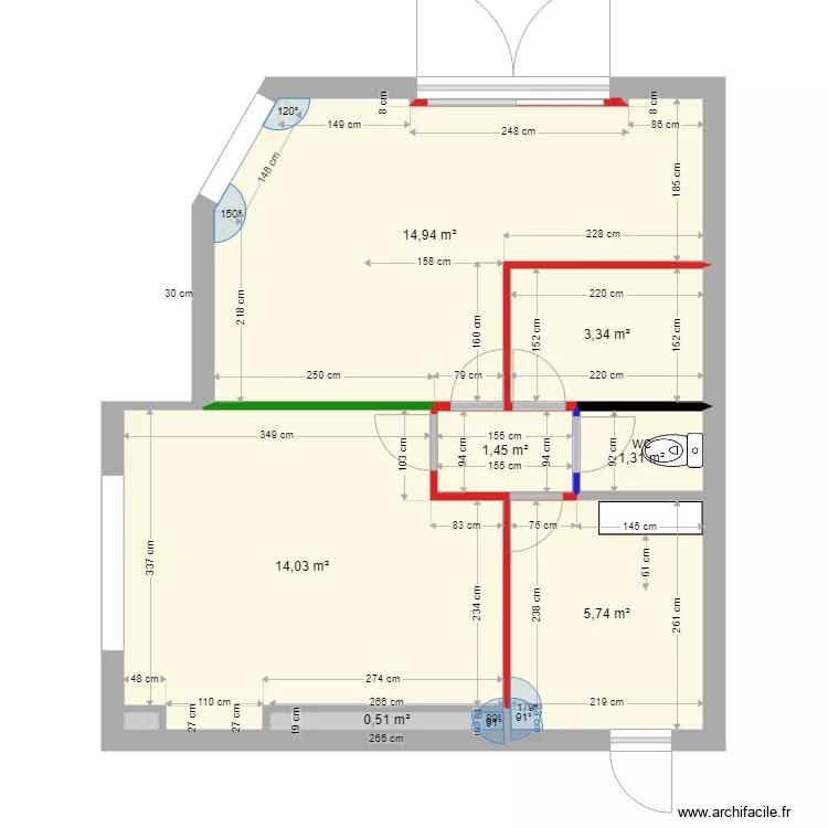 amenagement bas v sans meuble. Plan de 
