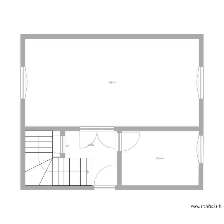 Abbou niv 0. Plan de 4 pièces et 46 m2