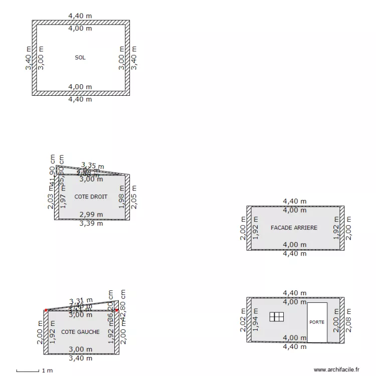 ABRI DE JARDIN: SOL ET FACADES. Plan de ABRI DE JARDIN: SOL ET FACADES. Plan de